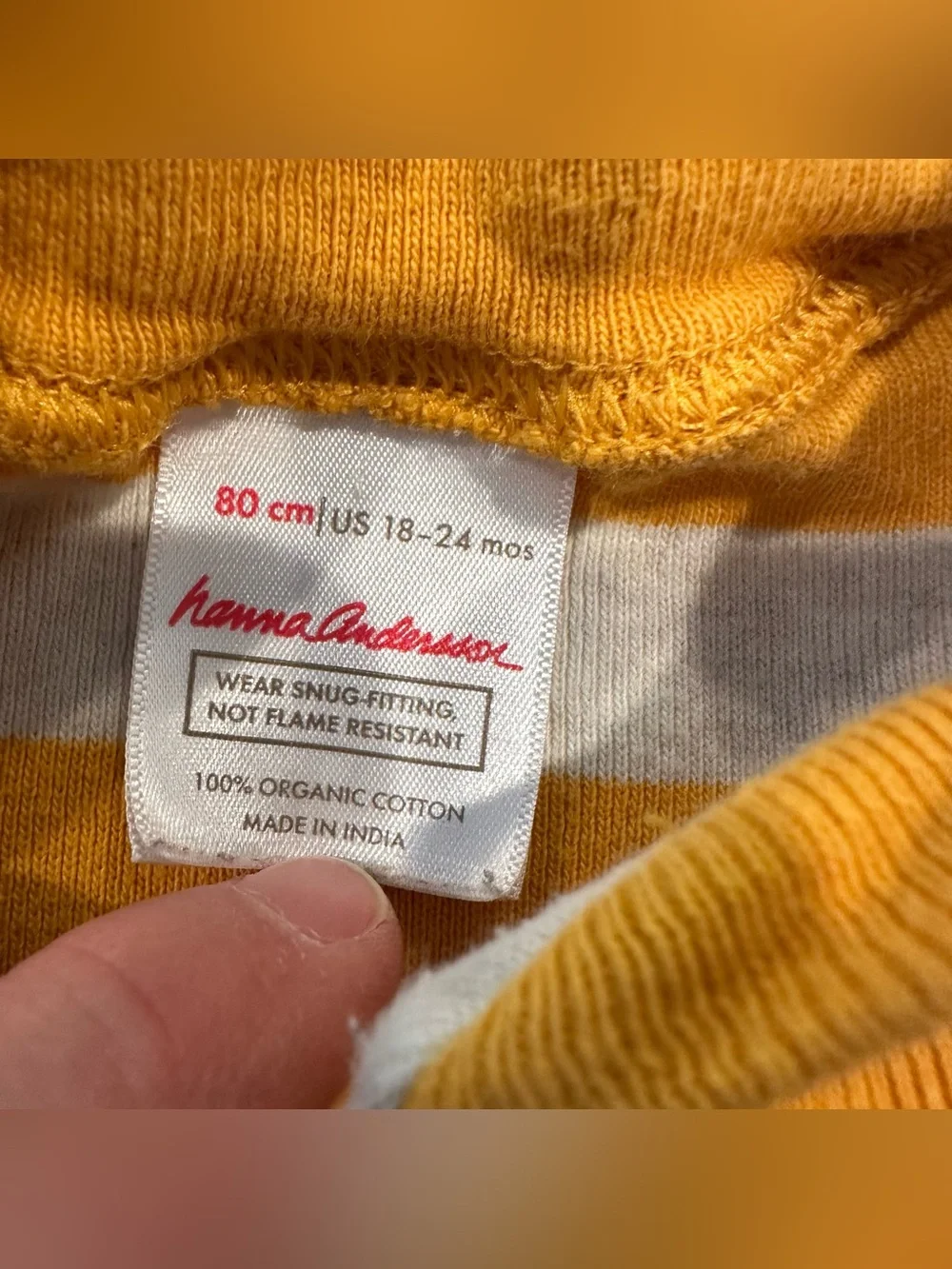 Hanna Andersson Organic Mustard and Oatmeal Striped One-Piece Unisex Size 18-24